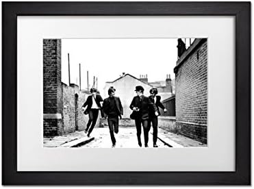 Living Colors Iconic The Beatles Running A4 Framed Art Print - Black Frame - Wall Art Picture - 8 x 12 Inches (20x30CM)