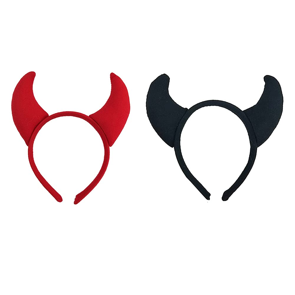 ShiQiao Spl Halloween Headband for Women Devil Horns Headband for Daughter Sister 2 Pcs Demon Horns Hair Bands for Halloween Accessories