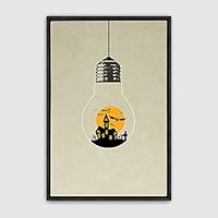 Framed Canvas Wall Art Bottle and Bulb Canvas Prints Home Artwork Decoration for Living Room,Bedroom - 16x24 inches
