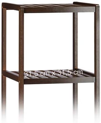 Relaxdays Bamboo Bath Rack with 4 Shelves, HxWxD: 110 x 34.5 x 33 cm, Tall Freestanding Shelving Unit, Wooden Shelves, Dark Brown - Image 5