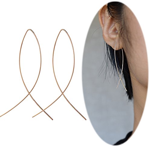Threader Dangle Earrings Ear Drop Crawler Climber Studs Hoops Linear Long Line Geometric Charms Jewelry Golden Plated