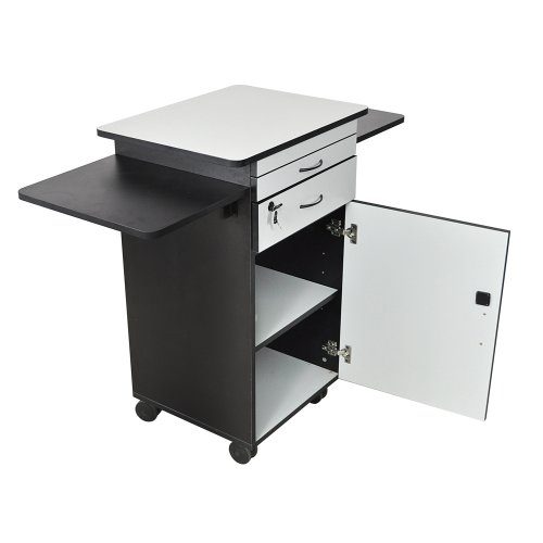 Buy Luxor WPSDD3 Wood Multimedia Workstation Cart, 38 inches High; Durable Black/Gray Laminate