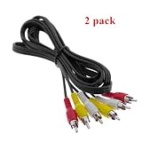 2 Pack Premium 3 RCA Audio Video Composite Cable 6 Feet Black, VF-34-RCA-RCA-CBLE-06-4
