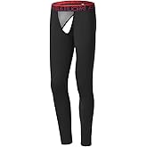 JINSHI Mens Thermal Underwear Bottoms Open Front Long Johns Male Tights Leggings Compression Pants Base Layer Cold Weather
