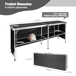 REDCAMP Extra Long Portable Bar Table, Pop-Up