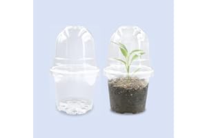 RooTrimmer Transparent Nursery Pots 4Inch with Humidity Domes for Seeds Starting, Clear Plastic Plant Pots with Drainage Holes (4Inch, 30Pcs,Clear Pots with Lids)