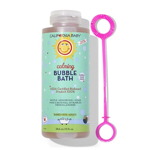 California Baby Calming Lavender Bubble Bath | 100% Plant-Based Kids Bubble Bath | Gentle Baby Bubble Bath | Free Bubble Wand | 384 mL / 13oz