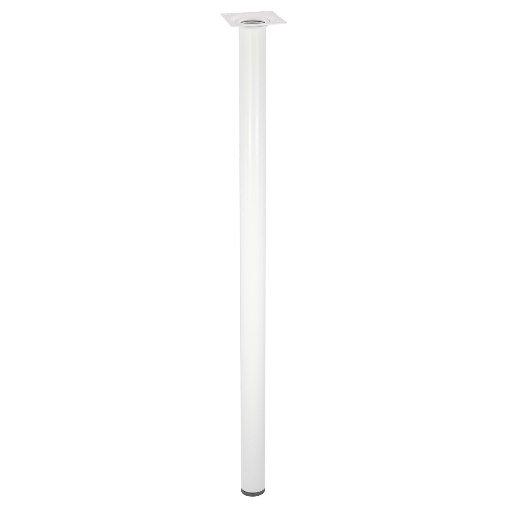 WAGNER Classic Retro 12166001 Furniture Leg Diameter 30 x 600 mm Integrated Screw-On Plate 60 x 60 mm Internal Thread Diameter 10 mm Powder-Coated Steel White