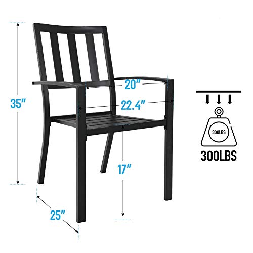 MFSTUDIO 2 Piece Patio Wrought Iron Dining Seating Chair Supports 300