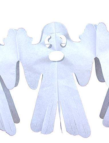 3-Pack 12 Foot Spanning Halloween Themed Tissue Paper Ghost Garland Decoration