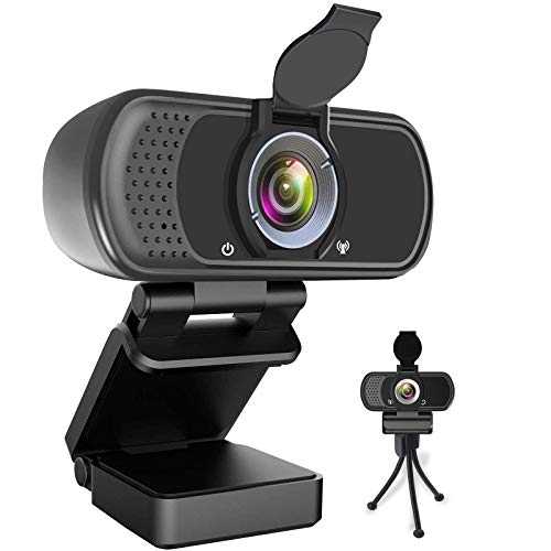 Webcam HD 1080P,Webcam with Microphone, USB Desktop Laptop Camera with 110 Degree Widescreen,Stream Webcam for Calling…