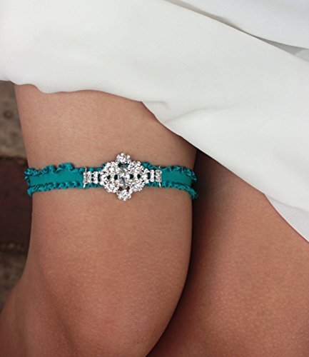 image for Brilliant Bride White Wedding Garter, Silver Snowflake Garter - White 