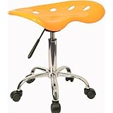 Flash Furniture Vibrant Orange-Yellow Tractor Seat and Chrome Stool