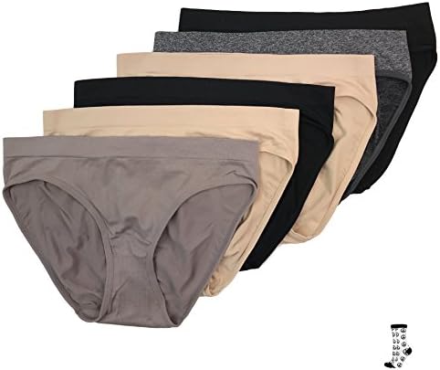 WS Women's Seamless Classy Stretchy Basic Bikini Panties, Multi-Pack of 6 (ClassyBasic1-6pk)