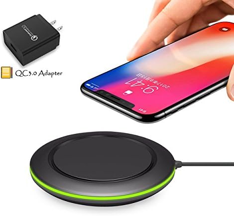 7.5W Qi Fast Wireless Charger with QC 3.0 Adapter Optimized for iPhone X/ 8/ 8 Plus-10W Fast Wireless Charging pad for Galaxy S8/ S8 Plus/ Note 8/ S7/ S7 Edge-5W for All Qi-enabled Devices –Wefunix