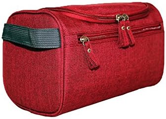 Water Resistant Hanging Travel Toiletry Bag , Organizer for Accessories, Cosmetic, Personal Items, Healthcare Bag with Handle(Wine Red)