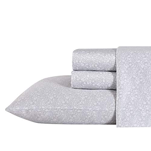 Laura Ashley Home - Queen Sheets, Soft Sateen Cotton Bedding Set - Sleek, Smooth, & Breathable Home Decor, Winnie Grey