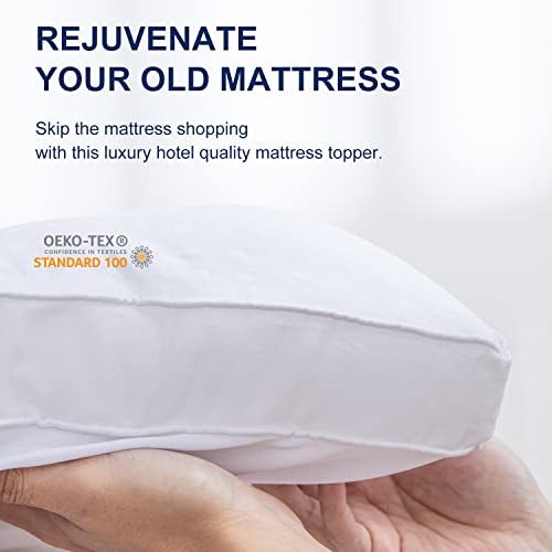 LUTE Cooling Mattress Topper Queen Size, 400TC Cotton Extra Thick