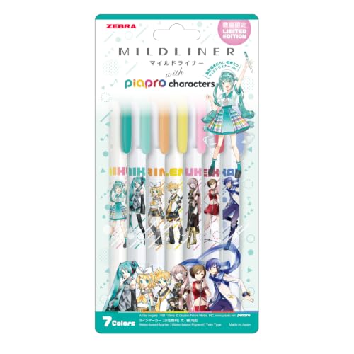 ゼブラ 蛍光ペン マイルドライナー 限定 初音ミク ピアプロキャラクターズ 7色セット WKT7-7C-HMPC