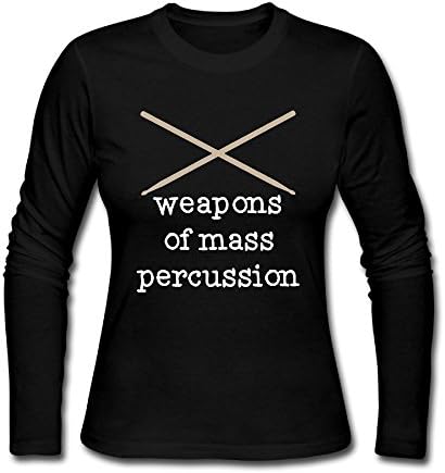 Women's Weapons Of Mass Percussion Drum Sticks Autumn Long Sleeve T Shirt Crew Neck Tees