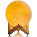 AVVS Lunar Moon Lamp - 3D Printed Night Light For Kinds - Touch Control USB Charging Led Nursery Nightlight With Wooden Stand (5.9in) primary