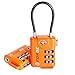 TSA Approved Cable Luggage Locks, Re-settable Combination with Alloy Body, Orange 2 Locks.