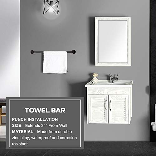 SUNTAI Bathroom Hardware Set Wall Mounted, 4 Piece Accessories , Include 24 Inch Towel Rack, Toilet Paper Holder, Hand Towel Holder, Square Hook, Oil-Rubbed Bronze