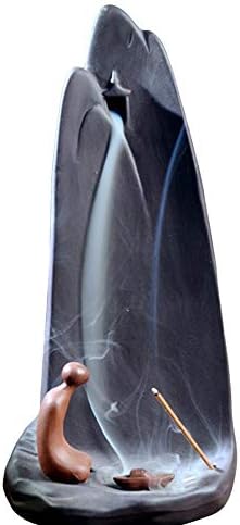 Backflow Incense Burner Holder,Meditative People Under The Waterfall,Aromatherapy Relax Body, Home Decor Gift with Free 10pcs Incense Cones