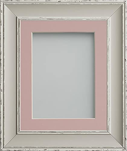 Frame Company Brooke Moonstone Grey Photo Frame, Pink Mount, A4 for 9x6 inch, fitted with perspex