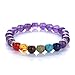 ALoveSoul 3 pcs Amethyst And Turquoise And Black Lava Stone Stretch Yoga Chakra Power Balance Bracelets