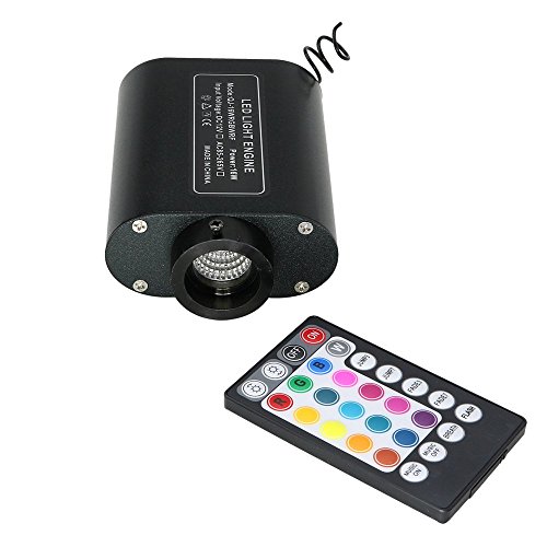 Car Use 16W RGBW LED Fiber Optic Light Star Ceiling Kit, 28 Keys Sound Sensor Music Mode Remote 9.8ft/3m Long 0.03in/0.75mm 0.04in/1mm 0.06in/1.5mm 335PCs