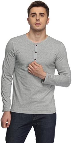 Guangyuanli Men's Casual Long Sleeve T Shirt Grandad Neck Button Top