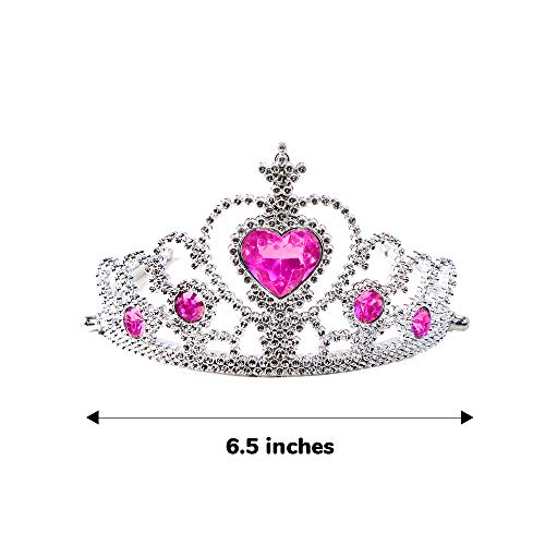 Kidsco Tiaras with Pink Heart Stones Hats Stones-12 Adjustable Piece, 12 pack Assorted