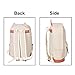 Moolecole Leather & Canvas Backpack School Bag Laptop Backpack with Cat's Ears Design,set with 1pc Wallet (Beige)
