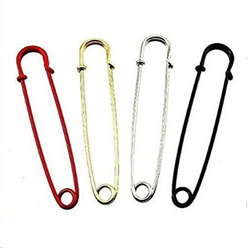 YEQIN (TM) 4Pcs Color Set 4 Inch Large Metal Steel Safety Pin, Big and Strong for Blankets, Skirts, Kilts, Crafts