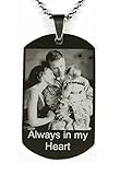 Personalized Photo Engraved Stainless Steel Custom Dog Tag Necklace High Polished Silver Tone Etching Picture