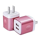 Wall Charger, FiveBox 2Pack Dual Port USB Wall Charger Brick 2.1A Phone Charger Cube Charging Block Plug Charger Box Charging Base for iPhone X/8/6/6s/7 Plus, iPad, Samsung S9 S8 S7 S6, Android, LG
