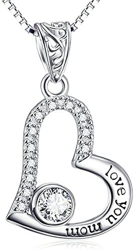 Sterling Silver "Love You Mom" Love Heart Pendant Necklace 18"