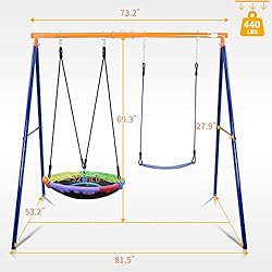 Swing Set for Backyard, 440lbs Swing Set with