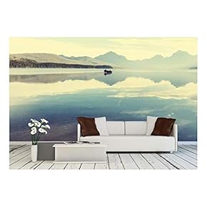 Bowman Lake in Glacier National Park, Montana, USA - Removable Wall Mural | Self-Adhesive Large Wallpaper - 66x96 inches