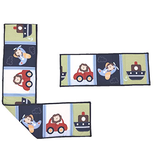 Amomo Crib Bumpers Breathable Baby Bumper Pads 4 Piece for Baby Girl Boy (Blue-Plane)