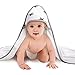 KONVINIT Baby Hooded Towel, Super Soft and Absorbent Organic Bamboo Baby Towel for Girls and Boys, Durable and Hypoallergenic Baby Bath Towel for Newborn, Infant and Toddler, 34 x 34 Inches (White)