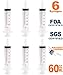 50ml - 60ml Catheter Tip Syringe with Airtight Covers - Value Pack of 6 Large Disposable Sterile Syringes Without Needle by MKsupplies