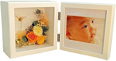 Amazon サウンドアレンジ フォトフラワー時計 オレンジイエロー プリザーブドフラワー 写真立て 時計 プリザーブドフラワー オンライン通販