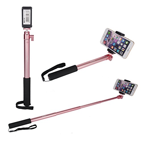 COMAN MT50 Selfie Stick Tripod Kit Compact for Travel with Bluetooth Remote and Phone Adapter for iPhone Smartphone and Digital Camera Aluminum (Rose Gold)