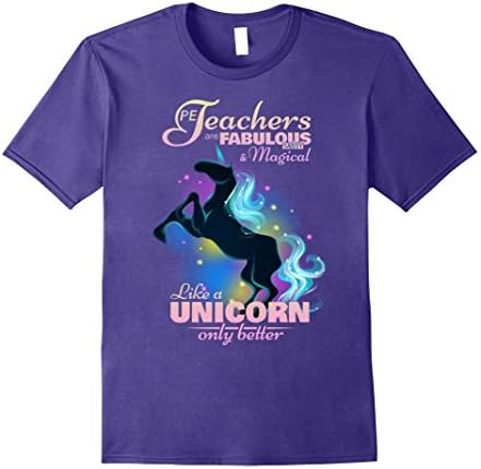 Mens PE Teachers Fabulous &amp; Magical Like a Unicorn T-Shirt 2XL Purple