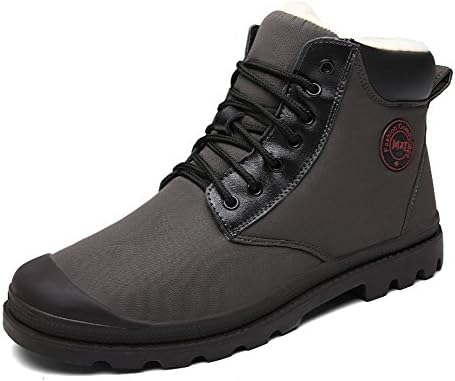 Yahao Men's Warm Waterproof Snow Boots With Fur,Comfy Insulated Lightweight Winter Shoes Gray Size 10.5