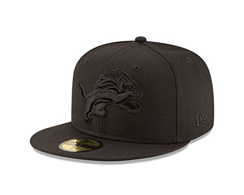 NFL Detroit Lions Men's Black On Black 59Fifty Fitted Cap, 7", Black