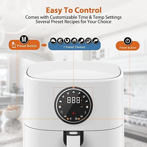 CROWNFUL 5 Quart Air Fryer, Electric Hot Oven Oilless Cooker，LCD