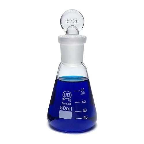 HUAOU 50ml Glass Erlenmeyer Flask, Laboratory Glassware Flask with ...
